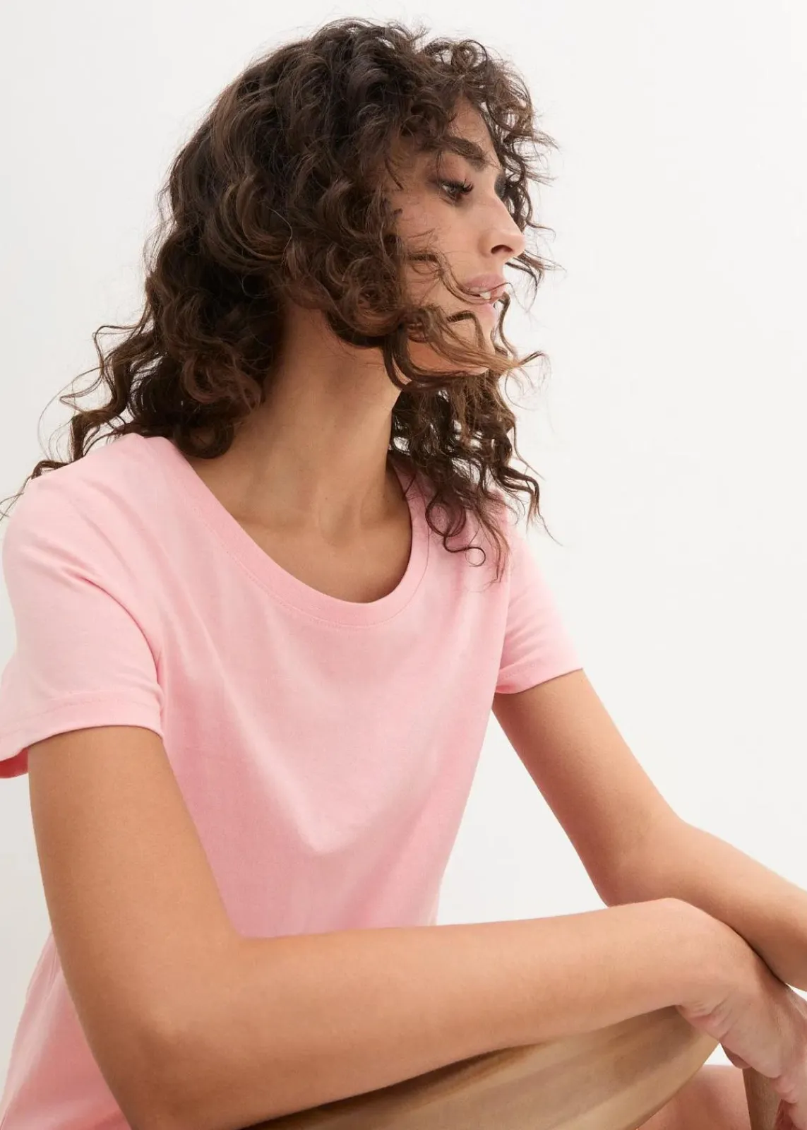 bonprix Shirts & Tops|Basics^Rundhals-Shirt (5er-Pack) softrosa + softflieder + mint + softlimette + dunkelblau