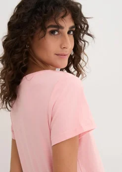 bonprix Shirts & Tops|Basics^Rundhals-Shirt (5er-Pack) softrosa + softflieder + mint + softlimette + dunkelblau