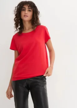 bonprix Shirts & Tops|Basics^Rundhals-Shirt (5er-Pack) erdbeere + weiß + hellgrau meliert + dunkelblau + schwarz