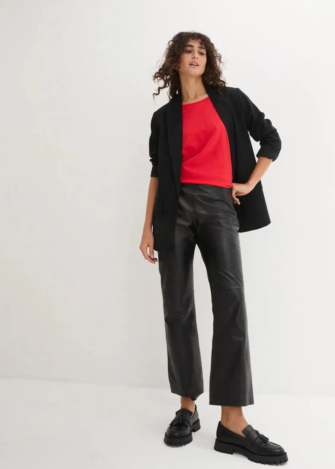 bonprix Shirts & Tops|Basics^Rundhals-Shirt (5er-Pack) erdbeere + weiß + hellgrau meliert + dunkelblau + schwarz