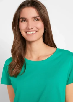 bonprix Shirts & Tops|Basics^Rundhals-Shirt (5er-Pack) smaragd + weinbeere + mittelfuchsia + weiß + minzegrün