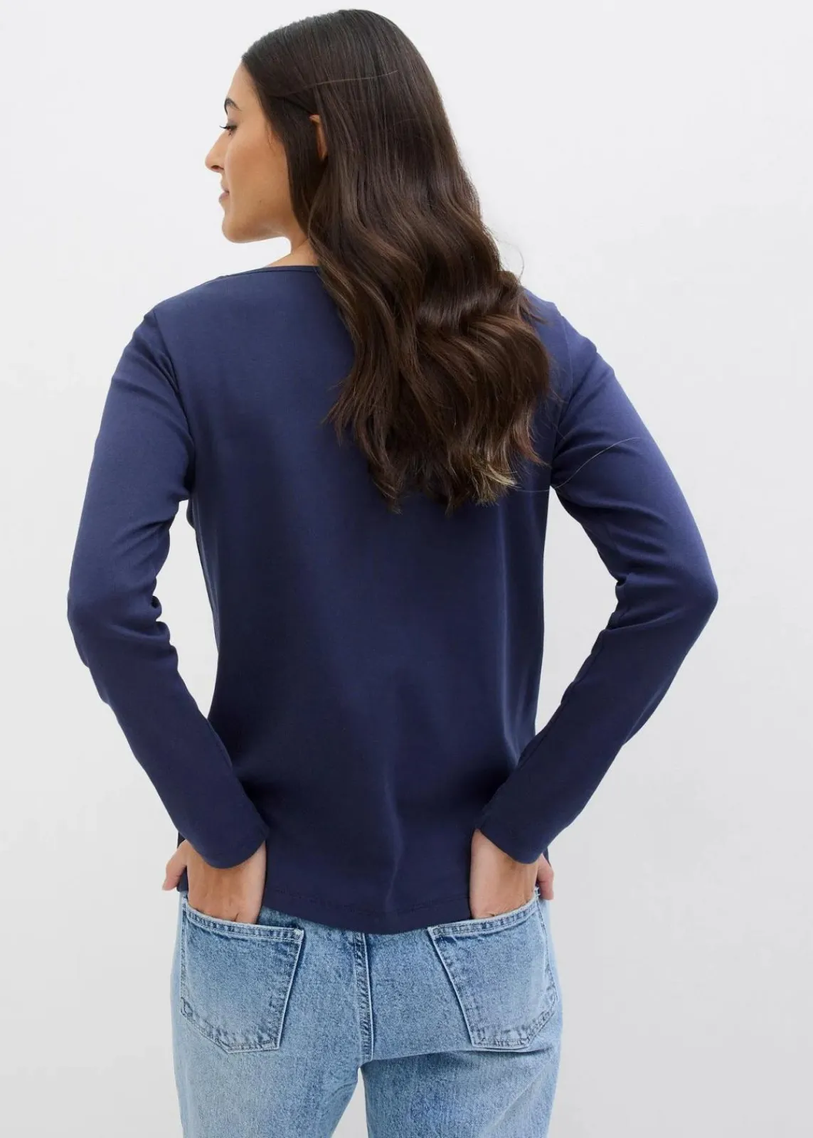 bonprix Bekleidung·Röcke|Basics^Rundhalsshirt aus reiner Bio-Baumwolle dunkelblau