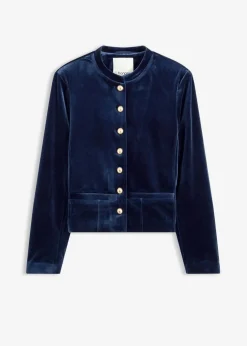 bonprix Jacken & Mäntel|Bekleidung·Hosen^Samtjacke dunkelblau