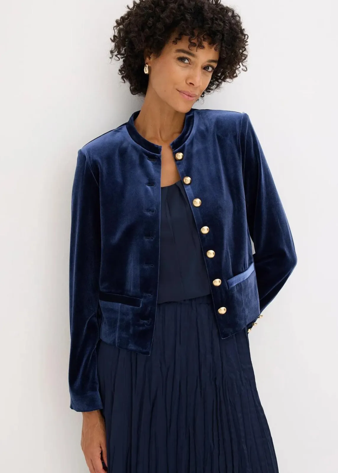 bonprix Jacken & Mäntel|Bekleidung·Hosen^Samtjacke dunkelblau