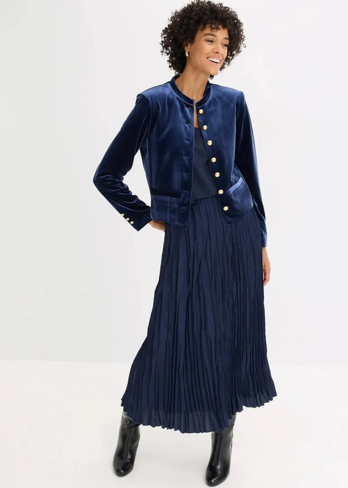 bonprix Jacken & Mäntel|Bekleidung·Hosen^Samtjacke dunkelblau
