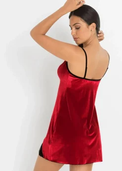 bonprix Wäsche·Corsagen & Negligés|Wäsche·Dessous^Samtkleid rot/schwarz