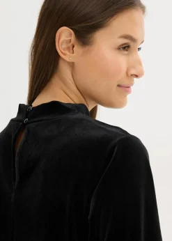 bonprix Shirts & Tops^Samtshirt mit Spitze schwarz
