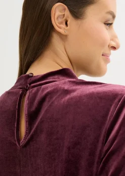 bonprix Shirts & Tops^Samtshirt mit Spitze weinrot