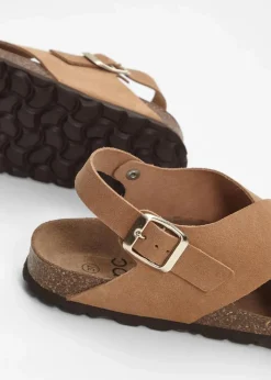 bonprix Sommerschuhe|Nachhaltigere Materialien^Sandalen aus Leder camel
