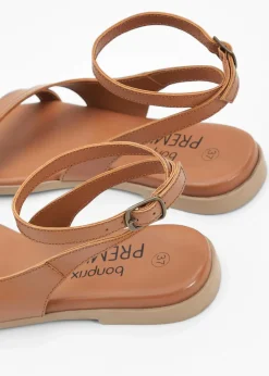 bonprix Sommerschuhe|Premium^Sandalen aus Leder cognac