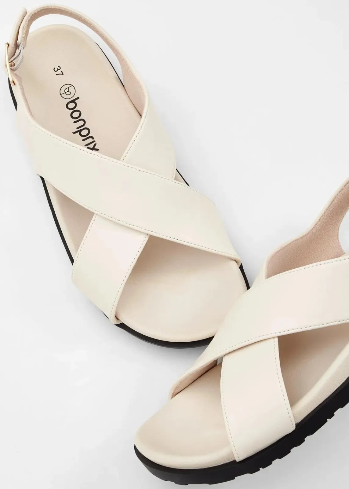 bonprix Strandmode|Sommerschuhe^Sandalen mit bequemem Fußbett naturbeige