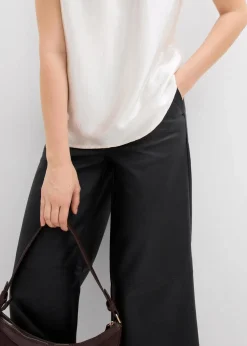 bonprix Bekleidung·Jacken & Mäntel|Blusen & Tuniken^Satin Blusentop mit halbhohem Kragen perlweiß