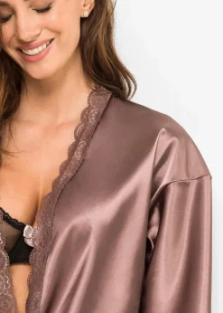 bonprix Wäsche·Dessous|Wäsche·Bademäntel^Satin Kimono taupe