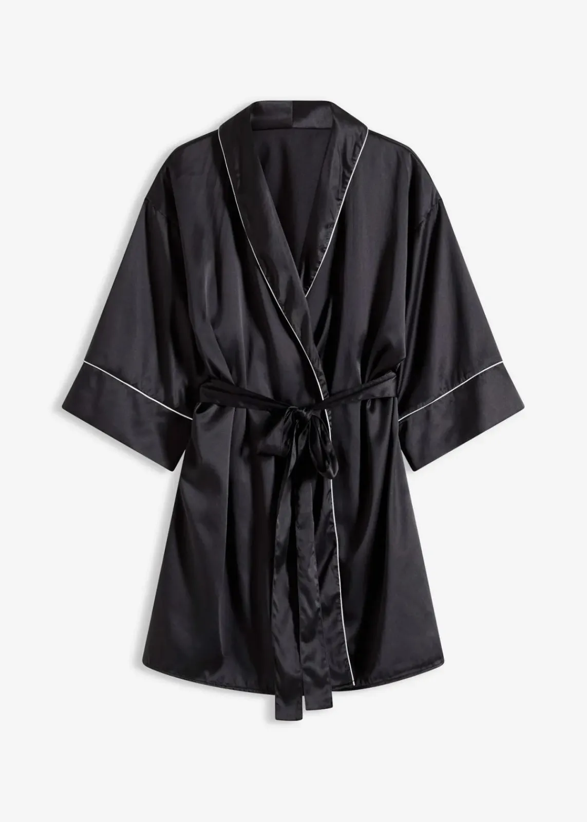bonprix Wäsche·Dessous|Wäsche·Bademäntel^Satin Kimono mit Glanzeffekt schwarz