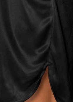 bonprix Wäsche·Dessous|Wäsche·Bademäntel^Satin Kimono mit Spitze schwarz