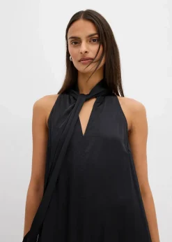 bonprix Kleider|Bekleidung·Pullover & Strickjacken^Satin Midikleid aus Viskose-Mix schwarz