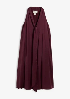 bonprix Bekleidung·Pullover & Strickjacken|Kleider^Satin Midikleid aus Viskose-Mix weinrot