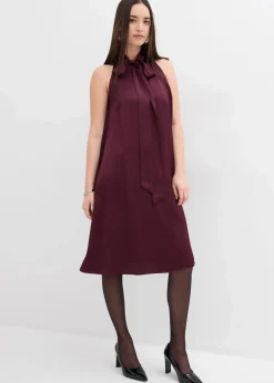 bonprix Bekleidung·Pullover & Strickjacken|Kleider^Satin Midikleid aus Viskose-Mix weinrot