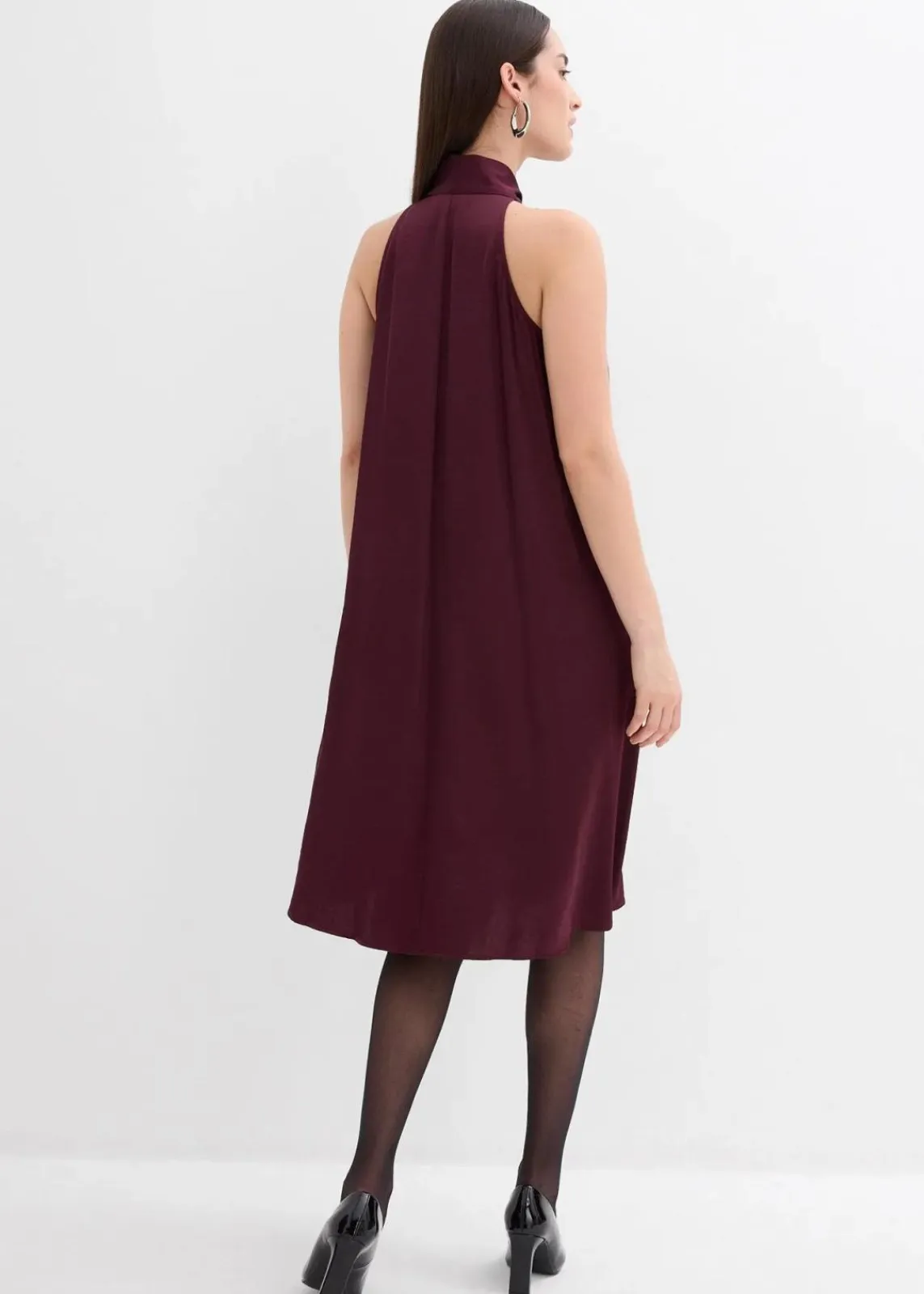 bonprix Bekleidung·Pullover & Strickjacken|Kleider^Satin Midikleid aus Viskose-Mix weinrot