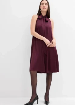 bonprix Bekleidung·Pullover & Strickjacken|Kleider^Satin Midikleid aus Viskose-Mix weinrot