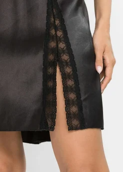 bonprix Wäsche·Corsagen & Negligés|Wäsche·Dessous^Satin Negligé schwarz