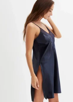 bonprix Wäsche·Corsagen & Negligés|Wäsche·Dessous^Satin Negligé mitternachtsblau