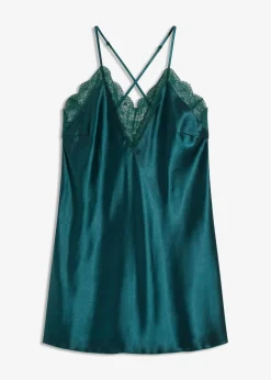 bonprix Dessous|Corsagen & Negligés^Satin Negligé dunkelgrün