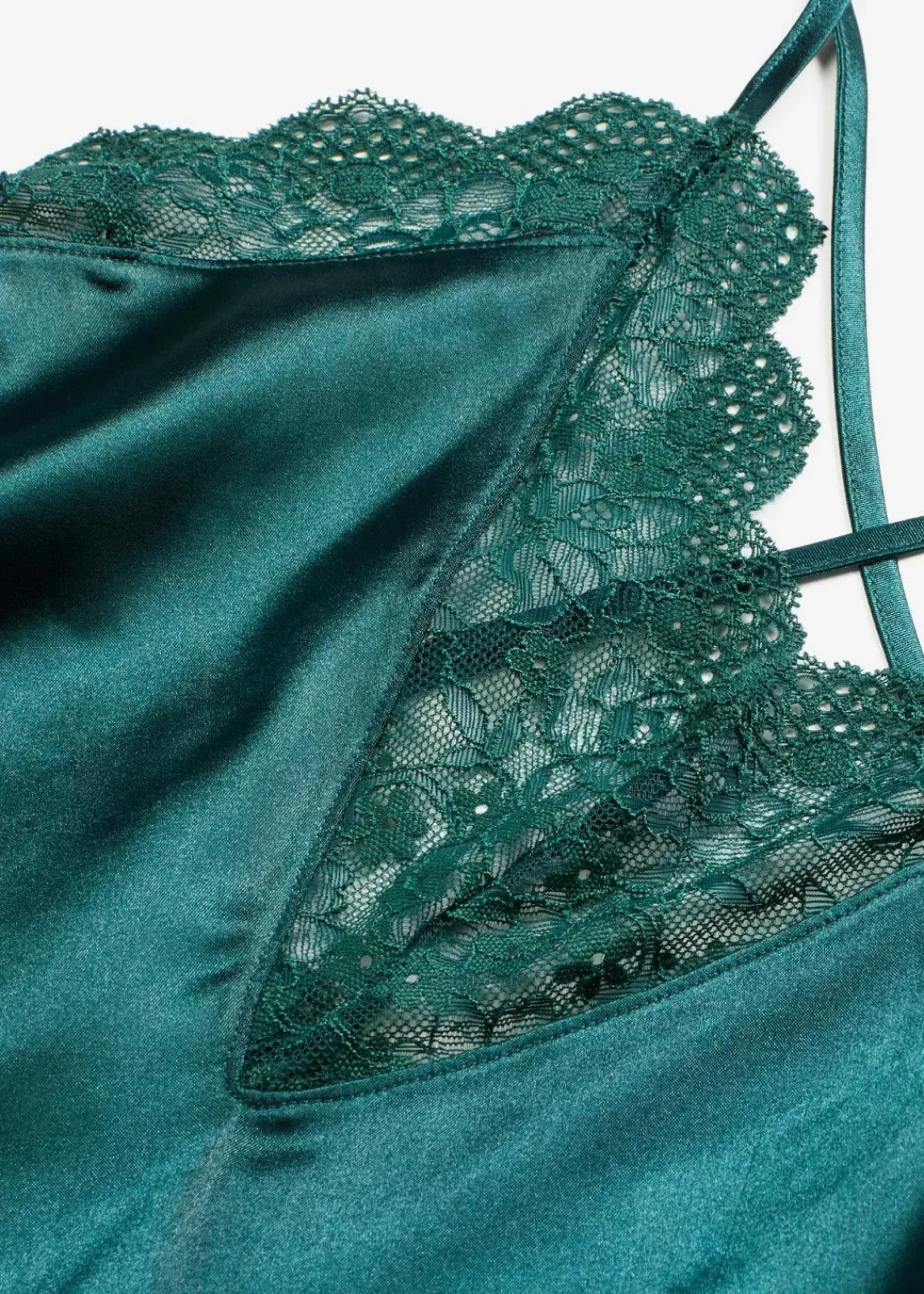 bonprix Dessous|Corsagen & Negligés^Satin Negligé dunkelgrün