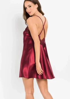 bonprix Wäsche·Corsagen & Negligés|Wäsche·Dessous^Satin Negligé dunkelrot