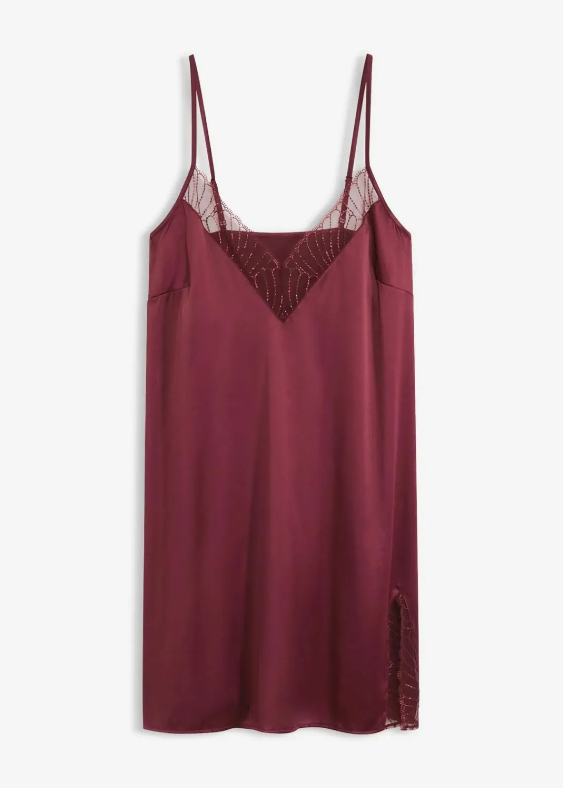 bonprix Wäsche·Corsagen & Negligés|Wäsche·Dessous^Satin Negligé mit edler Stickerei burgunderrot