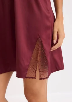 bonprix Wäsche·Corsagen & Negligés|Wäsche·Dessous^Satin Negligé mit edler Stickerei burgunderrot