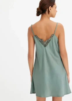 bonprix Wäsche·Corsagen & Negligés|Wäsche·Dessous^Satin Negligé mit floraler Stickerei graugrün