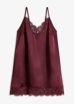 bonprix Wäsche·Corsagen & Negligés|Wäsche·Dessous^Satin Negligé mit Glanzeffekt weinrot