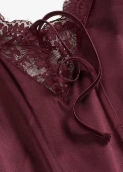 bonprix Wäsche·Corsagen & Negligés|Wäsche·Dessous^Satin Negligé mit Glanzeffekt weinrot