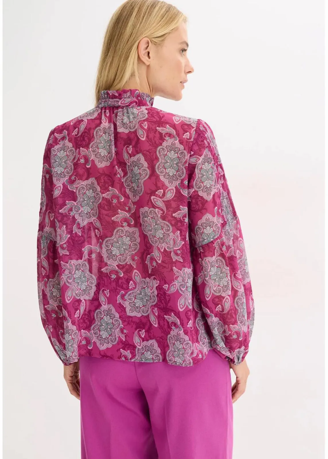 bonprix Blusen & Tuniken|Bekleidung·Jacken & Mäntel^Satin Tunika mit Biesen dunkelfuchsia/mint/blütenpink paisley