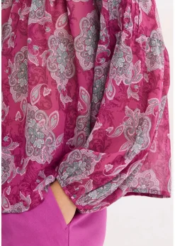 bonprix Blusen & Tuniken|Bekleidung·Jacken & Mäntel^Satin Tunika mit Biesen dunkelfuchsia/mint/blütenpink paisley