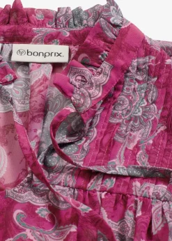 bonprix Blusen & Tuniken|Bekleidung·Jacken & Mäntel^Satin Tunika mit Biesen dunkelfuchsia/mint/blütenpink paisley