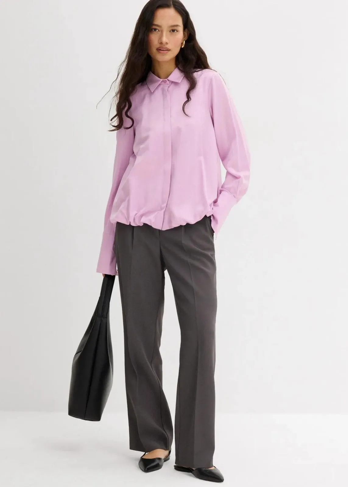 bonprix Blusen & Tuniken|Bekleidung·Jacken & Mäntel^Satinbluse aus Viskose-Mix softflieder