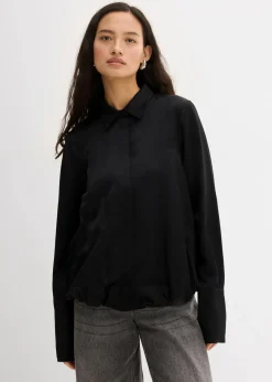 bonprix Bekleidung·Jacken & Mäntel|Blusen & Tuniken^Satinbluse aus Viskose-Mix schwarz