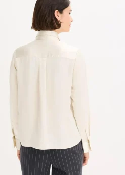 bonprix Blusen & Tuniken|Bekleidung·Jacken & Mäntel^Satinbluse mit abnehmbarer Krawatte (2-tlg.) naturbeige