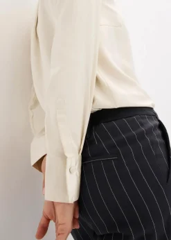 bonprix Blusen & Tuniken|Bekleidung·Jacken & Mäntel^Satinbluse mit abnehmbarer Krawatte (2-tlg.) naturbeige