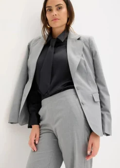 bonprix Bekleidung·Jacken & Mäntel|Blusen & Tuniken^Satinbluse mit abnehmbarer Krawatte (2-tlg.) schwarz
