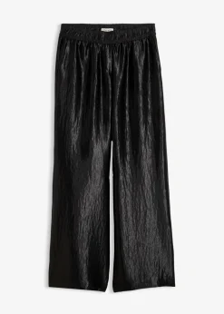 bonprix Bekleidung·Kleider|Hosen^Satinierte Palazzo-Hose mit Bequembund schwarz