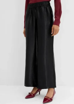 bonprix Bekleidung·Kleider|Hosen^Satinierte Palazzo-Hose mit Bequembund schwarz