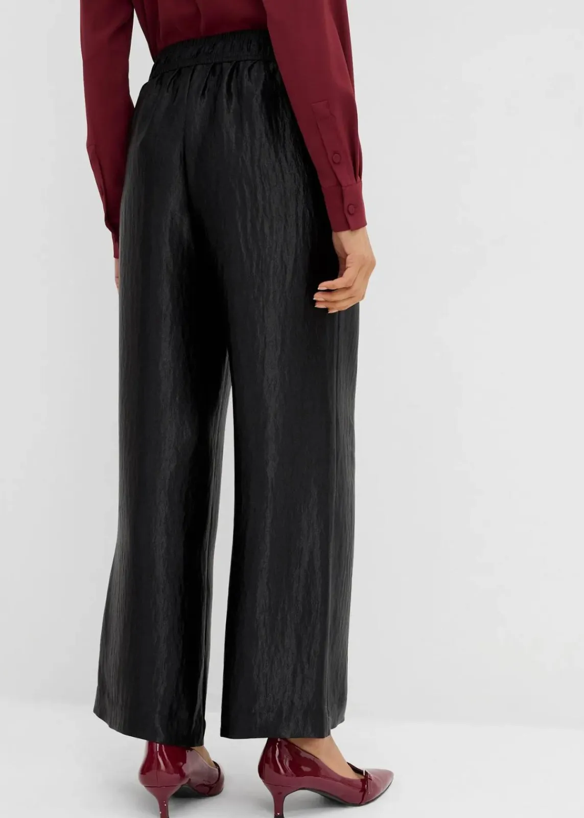 bonprix Bekleidung·Kleider|Hosen^Satinierte Palazzo-Hose mit Bequembund schwarz