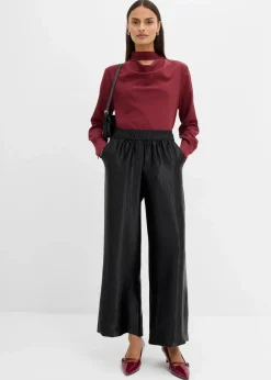 bonprix Bekleidung·Kleider|Hosen^Satinierte Palazzo-Hose mit Bequembund schwarz