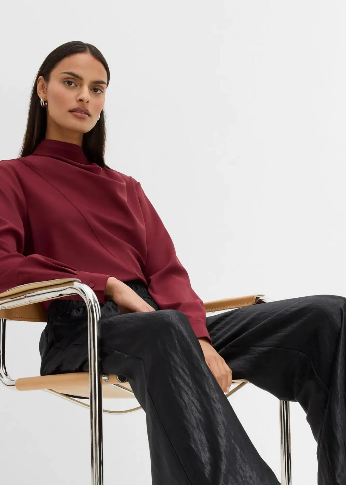 bonprix Bekleidung·Kleider|Hosen^Satinierte Palazzo-Hose mit Bequembund schwarz
