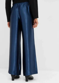 bonprix Hosen|Bekleidung·Kleider^Satinierte Palazzo-Hose mit Bequembund tiefblau