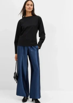 bonprix Hosen|Bekleidung·Kleider^Satinierte Palazzo-Hose mit Bequembund tiefblau
