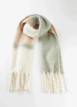 bonprix Schals & Tücher|Schuhe & Accessoires In Spezialgrößen·Tücher & Ponchos^Schal beige/sesam/moosgrün gestreift